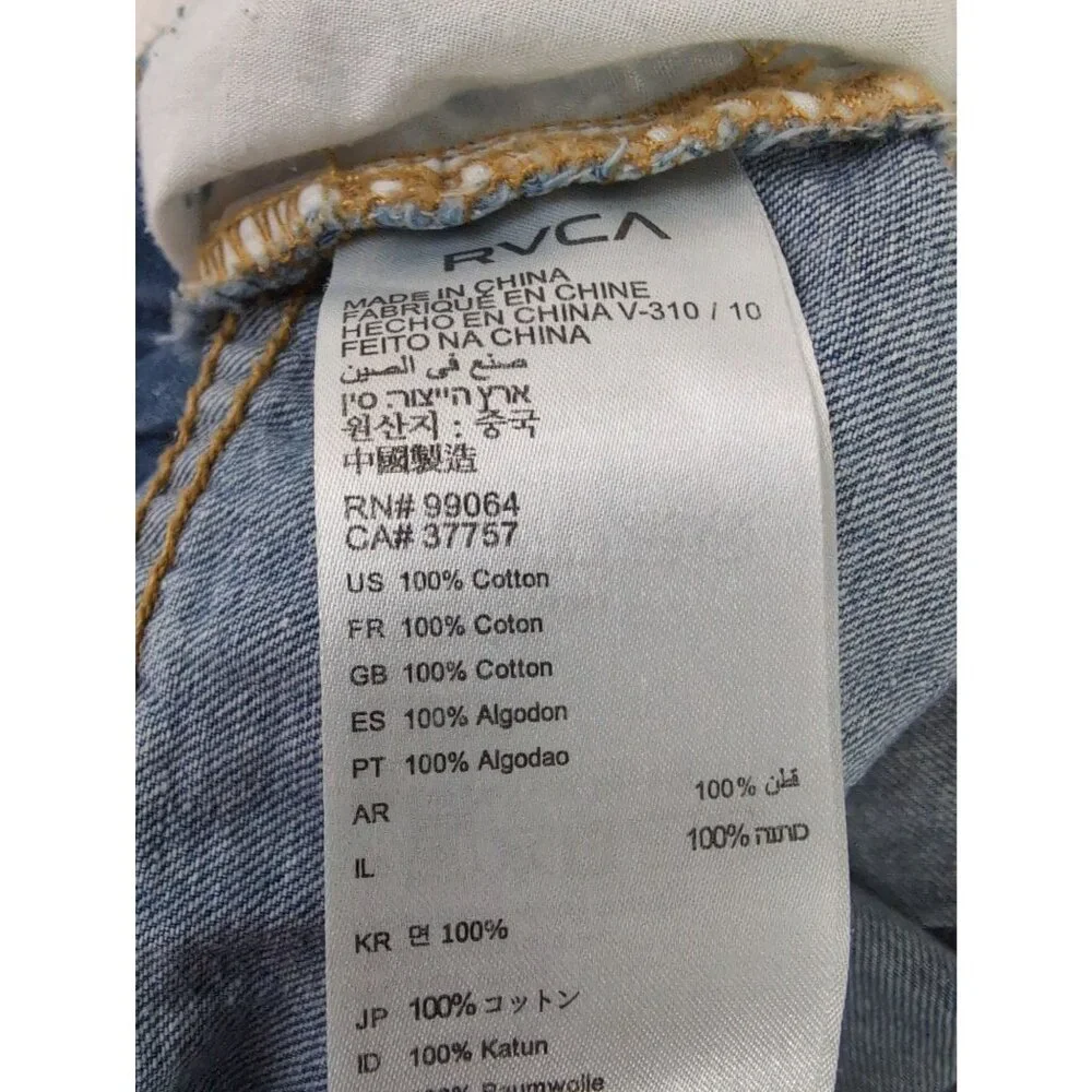 RVCA Valley Jean Shorts‎ Womens 27 Blue Denim Exposed Zipper Festival Beach